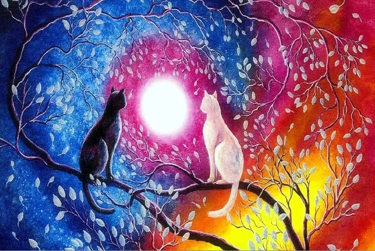 

Black cat and white cat The wooden puzzle 1000 pieces ersion jigsaw puzzle white card adult children's educational toys