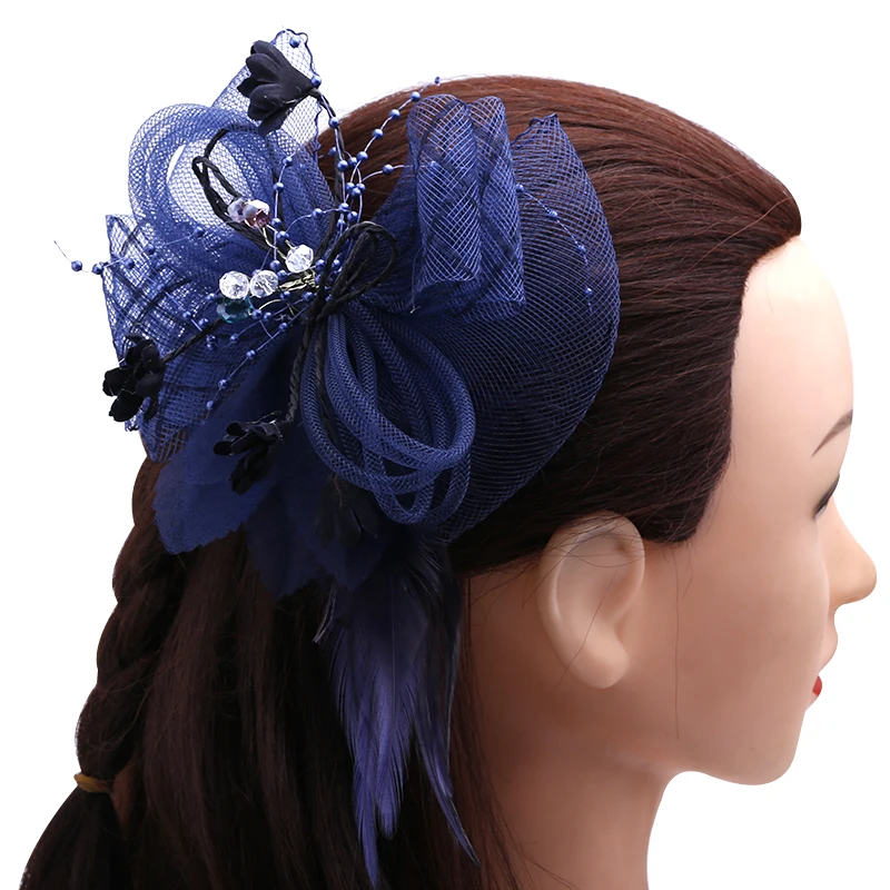 

1PCS Blue feather headdress and dress collocation a corsage amphibious wedding bride hair bride headdress, Christmas gifts