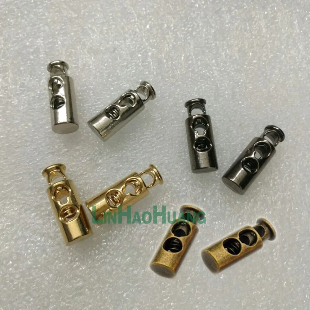 

40pcs/lot round metal alloy stoppers toggle cord locks Drawstring lock two holes nickle/black nickle /bronze/gold /matte black