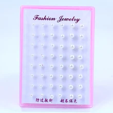 Заводские дешевые 4 мм 5 мм 6 мм смешанные размеры имитация жемчуга Пластиковая Палочка серьги гвоздики 24 пары/Упаковка из пластиковой коробки