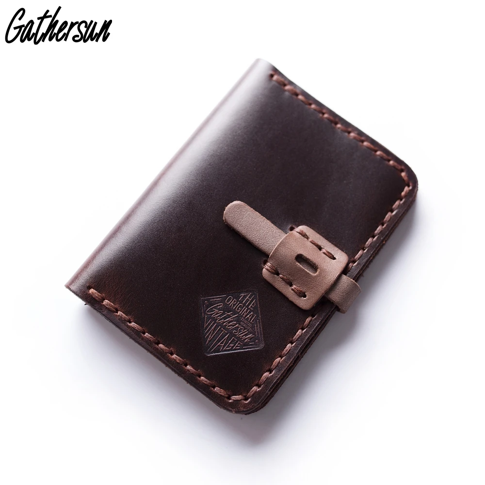 

Gathersun Brand New Arrival Genuine Leather Small Wallet For Men Custom Handmade Leather Mini Card Wallets Vintage Slim Purse