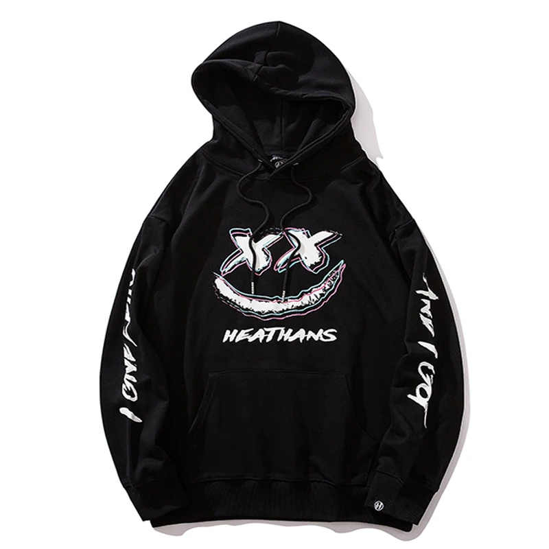 

2019 Autumn Fashion Smiling Face Pringitng Pullover Solid Cotton Sweatshirt Hoodies Moletom Feminino Inverno