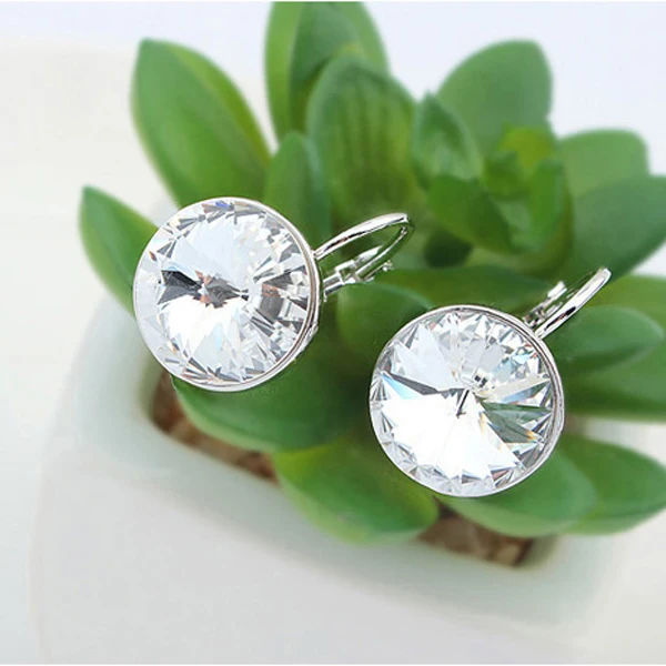 Женские серьги с кристаллами Сваровски родиевым покрытием|brincos fashion|swarovski brincopiercing