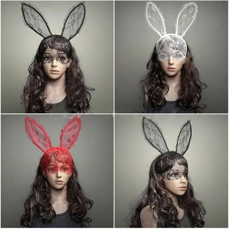 fashion women girl hairbands lace rabbit bunny ears veil black eye mask halloween party headwear hair accessories - Black Eye Mask Halloween fashion women girl hairbands lace rabbit bunny ears veil black eye mask halloween party headwear hair accessories - Black Eye Mask Halloween