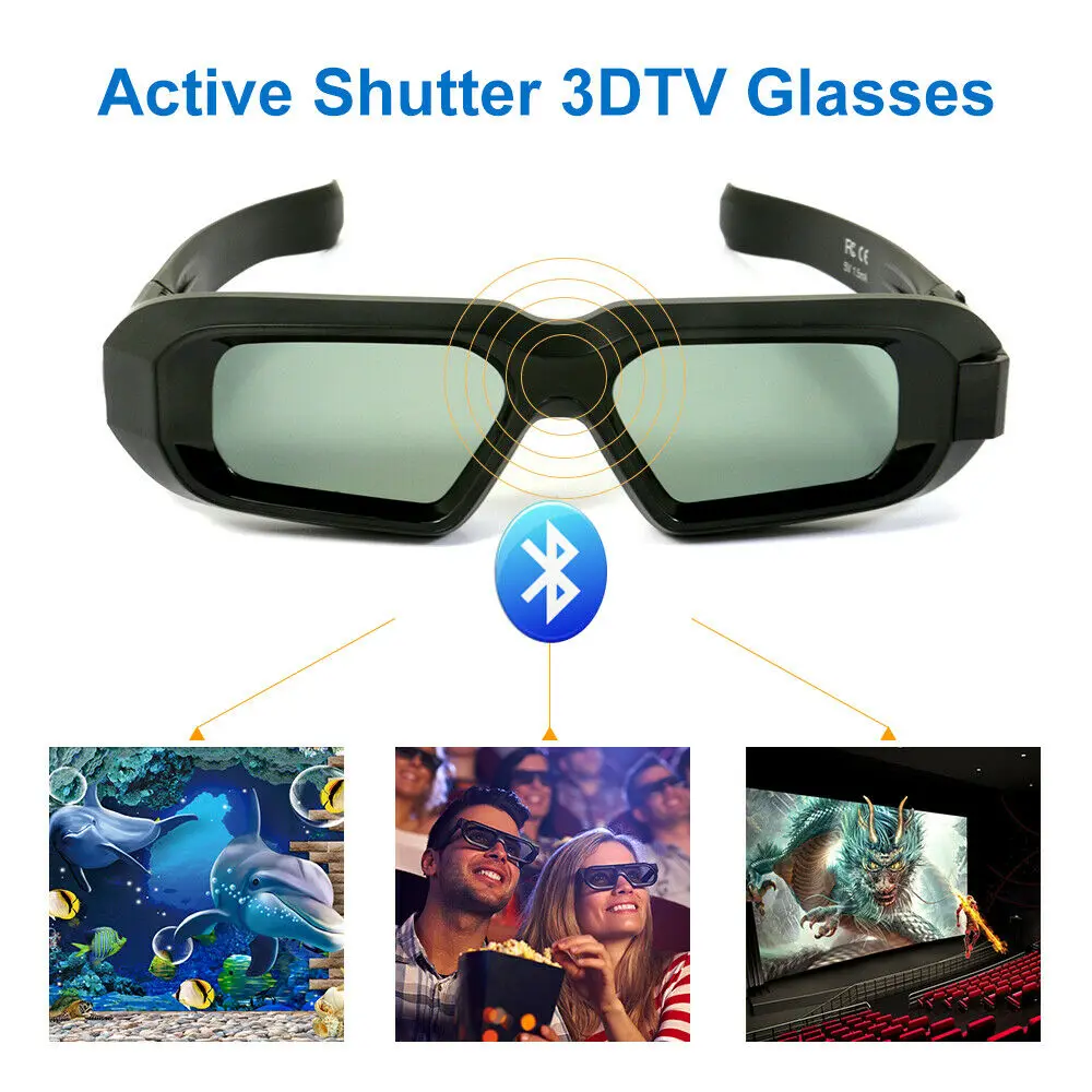 Active Shutter 3D Glasses Bluetooth USB Rechargeable for 3LCD Epson