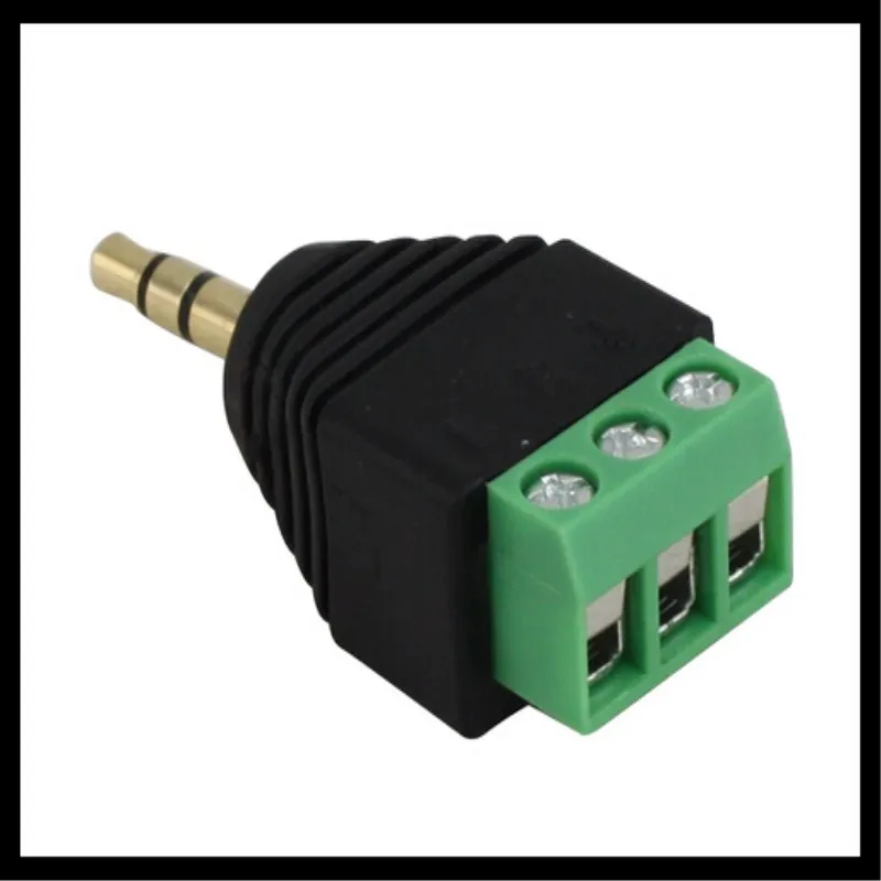 

3.5mm 3ploe 1/8 Inch Stereo Male Plug to AV Screw Video Balun Terminal Jack 3.5 mm Male 3 pin Terminal Block Plug Connector