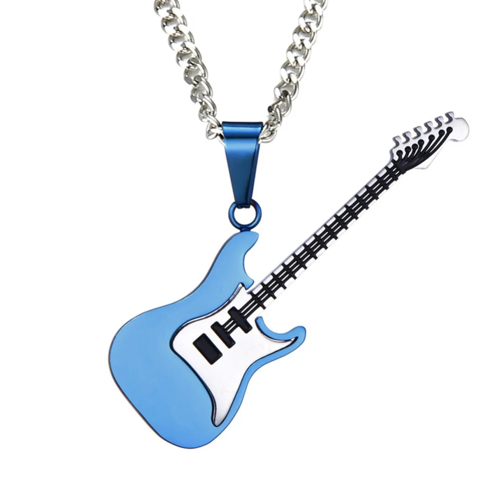 Fashion Guitar Simple Stainless Steel Musical Instruments Pendant