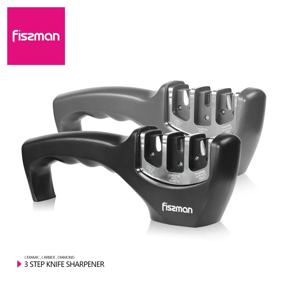 

Fissman 3 Stages Knife Sharpener Kitchen Sharpening Stone Grinder knives Whetstone Tungsten Diamond Ceramic