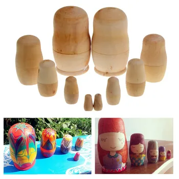 

Russian Girls Babushka Matryoshka Blank Nesting Dolls Paint Your Own Set Of 5