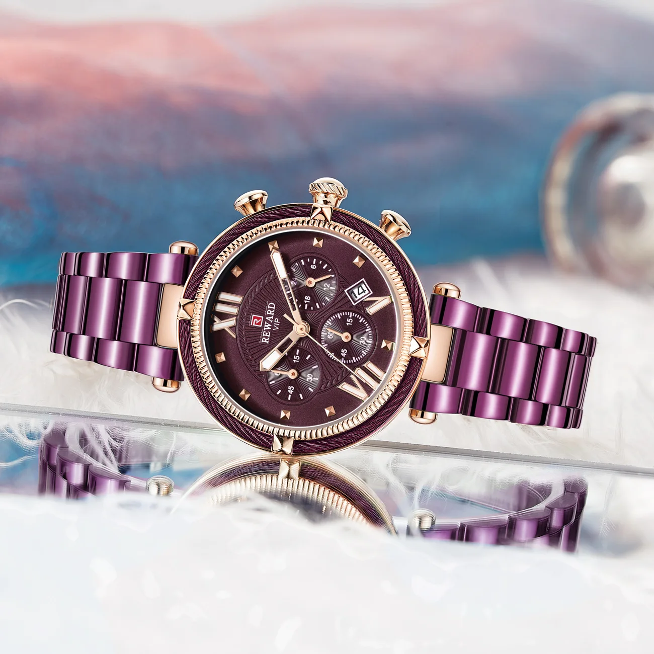 Женские часы модные женские наручные часы награда кварцевые часы шесть точек хронограф Браслет в подарок Relogio Feminino # a