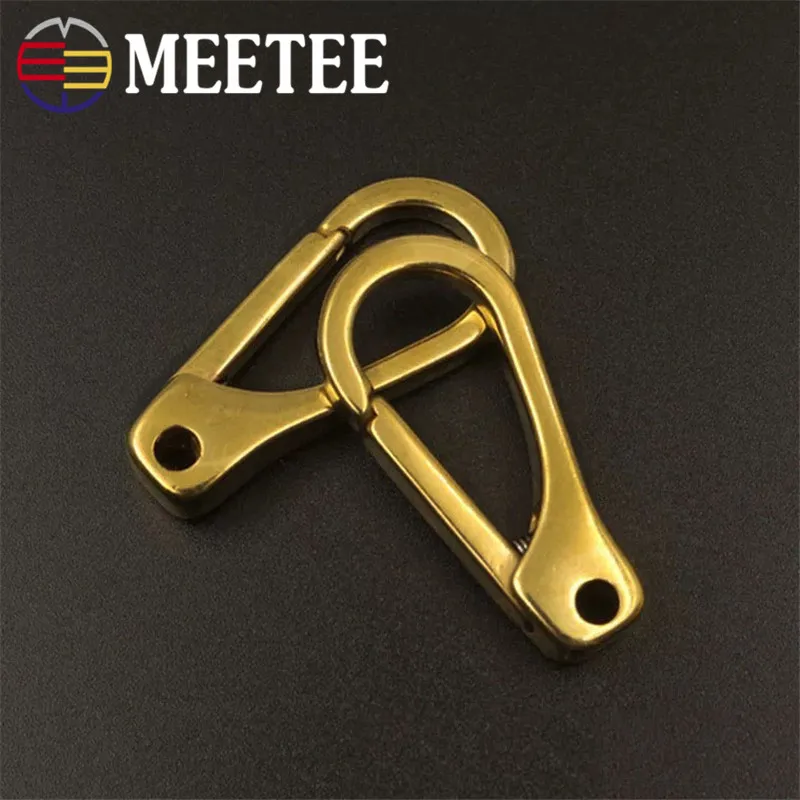 MEETEE 4PCS Pure brass hooks luggage hardware handmade leather