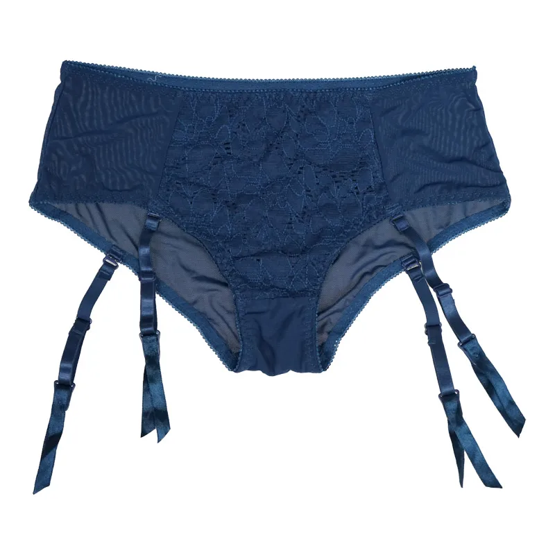 Sexy Emboidery Garter Women Blue Garter Belt for Stockings 4 Removable