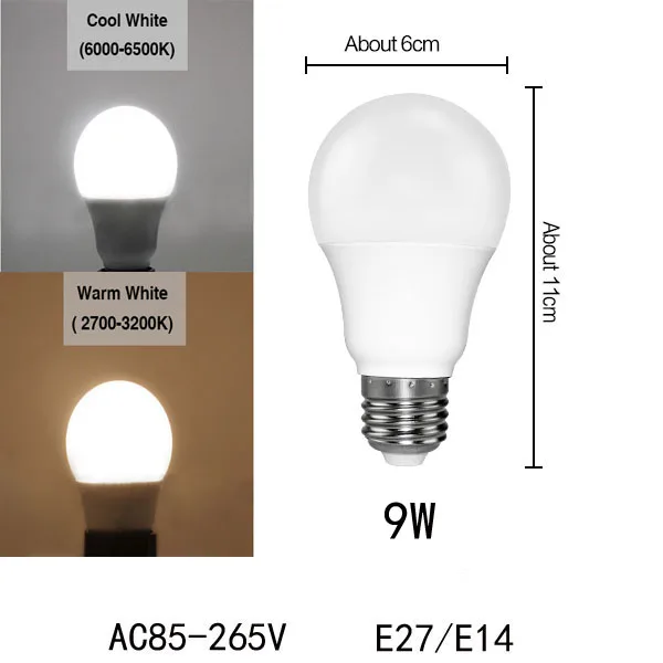 10 шт. E14 E27 E12 B22 B15 светодиодный Свеча светильник светодиодный Светодиодная лампа-Кукуруза лампы 3W 5 Вт, 7 Вт, 9 Вт, 12 Вт, 110V 220V светодиодный s люстра светильник Точечный светильник для дома - Испускаемый цвет: 9W LED bulb