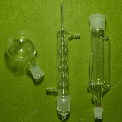 Lab Glass Supplies 250ml Soxhlet Extractor 24/40 250ML Boiling Flask 40/38 ground joint extractor Condenser Lab Glass