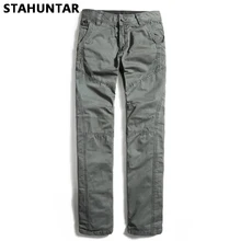 Летние Брюки Мужские Хлопок Линия 5 Цвет Военная Молнии Мужчины брюки Карманы Повседневная Серый Черный Зеленый Хаки Тактические Брюки Мужчины 38