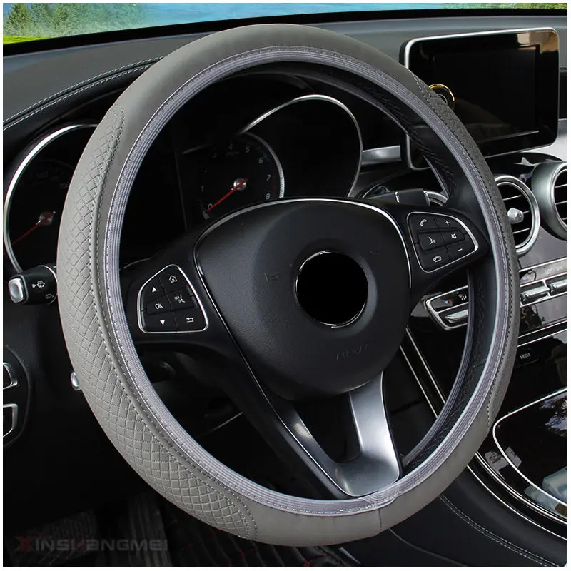 D Круглый кожаный чехол рулевого колеса автомобиля Противоскользящий авто для Ford aurus Mondeo Galaxy Falcon Everest S-MAX Escort