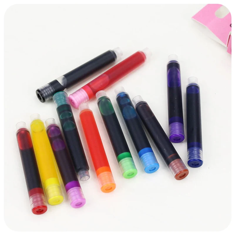 

12 pcs/lot Disposable Colored Ink Sac Ink Cartridge Refills for Fountain Pen Ink Refills for Kids Student Gift School Stationery