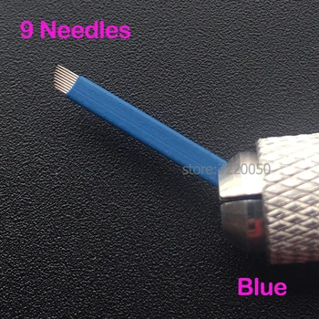 

50 PCS 9 Needle Blade Eyebrow 9 Pin Microblading Blade For 3D Embroidery Manual Microblading Pen goochie permanent makeup 0.20mm