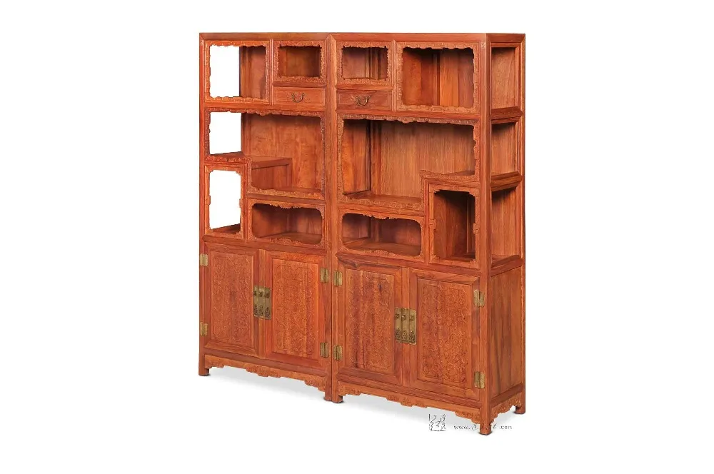 Living Room Furniture Filing Cabinet Solid Wood Bookcase China Antique Rosewood Redwood Magazine Racks Multi-function Shelves