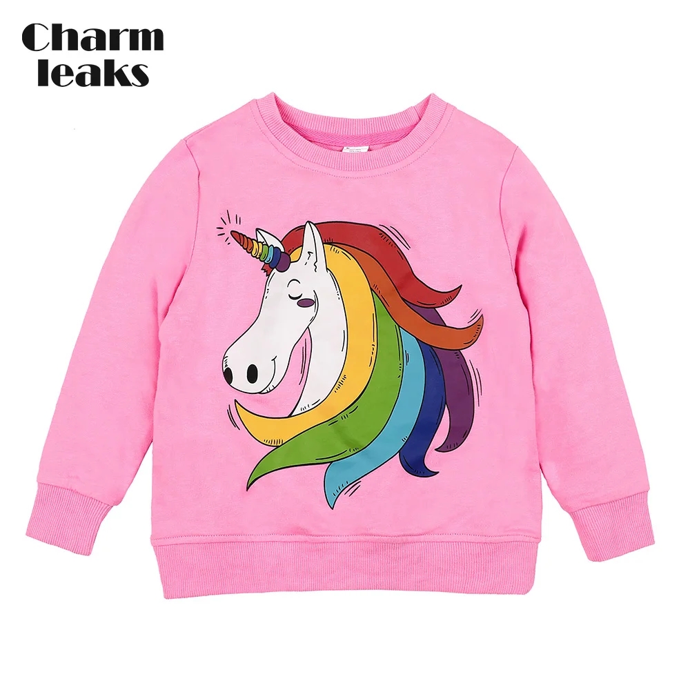 

Charmleaks Kids Boys Girls Cotton Hoodies Sweatshirt Colorful Cartoon Unicorn Print Pullover Long Sleeve Soft Skin-friendly