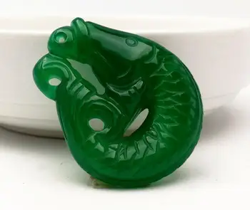 

Natural Brazilian Green Agate Squid Yuelong Men and Women Pendant cb33#