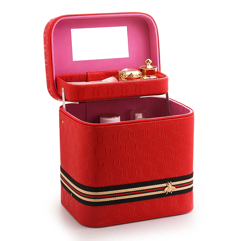 Портативный 3 слоя складной ящик для макияжа, органайзер, хранилище, сумочка, сумки ювелирных изделий контейнер косметическая коробка для домашнего путешествия Для женщин женский подарок - Цвет: 2