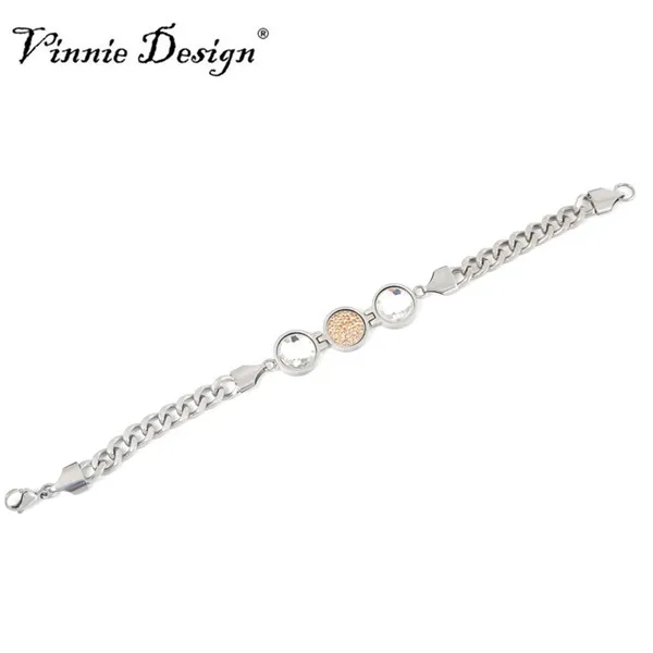 Vinnie Design joyería plata oro rosa oro Color Cambio pulsera con 3 unids intercambiables pequeña Moneda de cristal Vinnie Design joyería plata oro rosa oro Color Cambio pulsera con 3 unids intercambiables pequeña Moneda de cristal