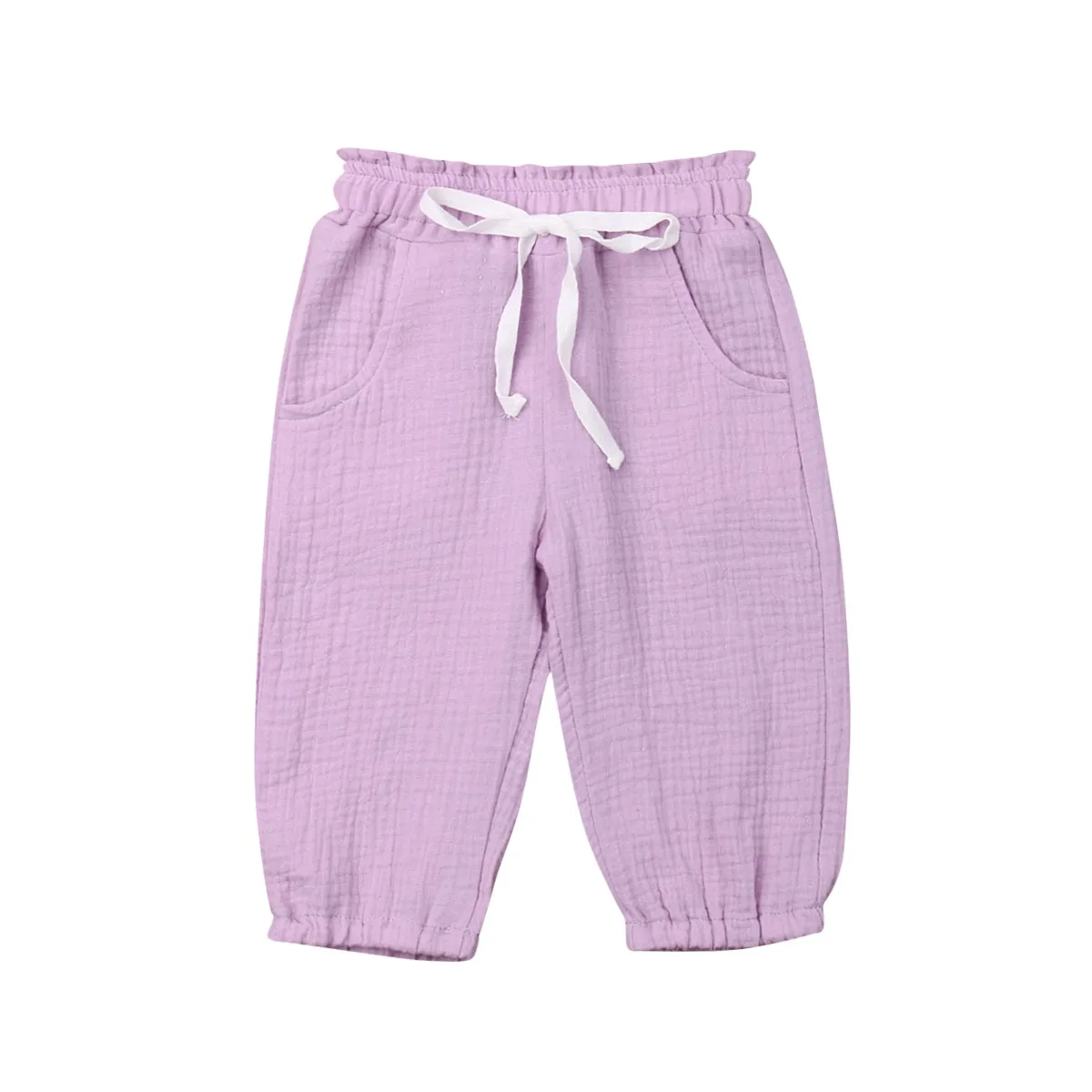 PUDCOCO поп-малыш детская одежда для девочек одноцветное пены хлопок мнется шаровары брюки модные леггинсы в повседневном стиле, брюки От 0 до 4 лет - Цвет: Фиолетовый