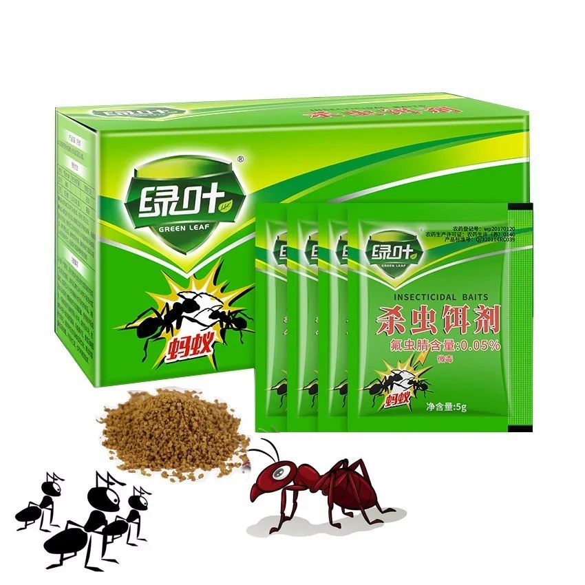 

50pcs Newest Green Leaf Powerful Killer Bait Powder Ants Drugs Repellent Trap Pest Control Effective Killing Termite Red Ants
