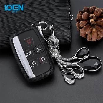 

Soft Carbon Fiber Car Key Cover Key Case For Land Rover RANGE ROVER SPORT Freelander 2 DISCOVERY 4 Evoque Key Chain Protector