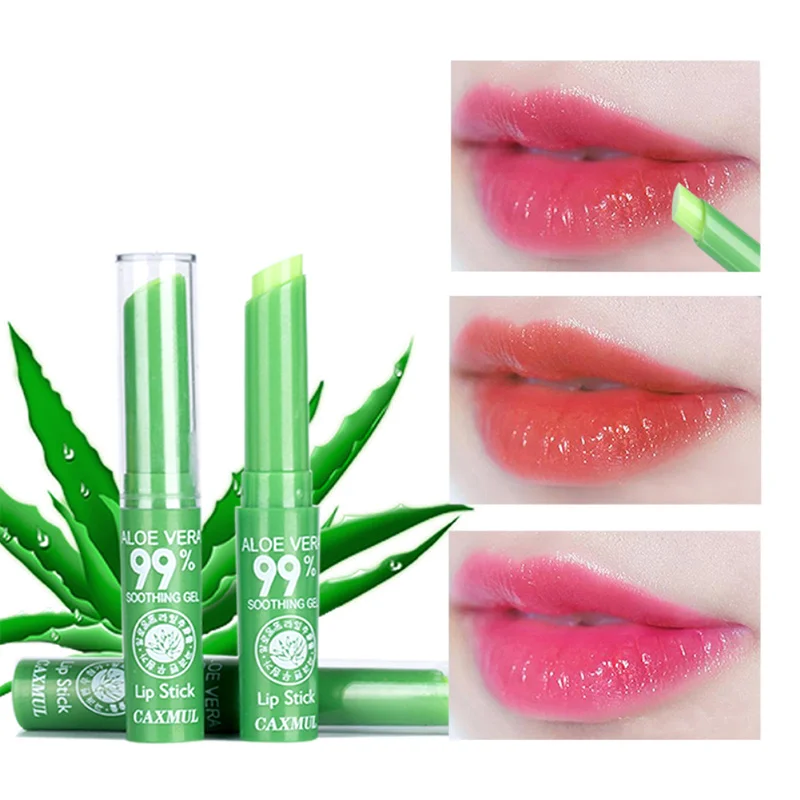 

Aloe Vera Natural Lip Balm Temperature Color Changing Long Lasting Moisturizing Make-Up Protection Lip Balm Cosmetics Set TSLM1