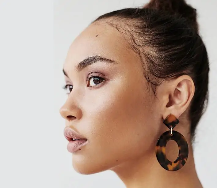 

2019 Bohemia Ethnic Acrylic Earring Round Green Pink Color Leopard Acrylic Acetic Acid Drop Earrings For Women Statement Jewelry