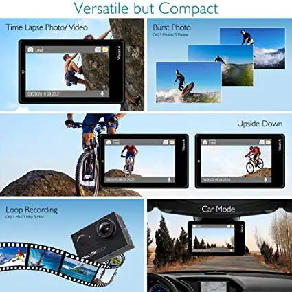  Dragon Touch 4K EIS Action Camera 16MP Vision 4 Support External Mic Underwater Camera Remote Contr