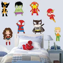 Несколько стилей, супер герой, наклейки на стену, смешной мультфильм, мультипликационный персонаж, наклейки для детской комнаты, детская комната, сделай сам, ПВХ, домашний декор