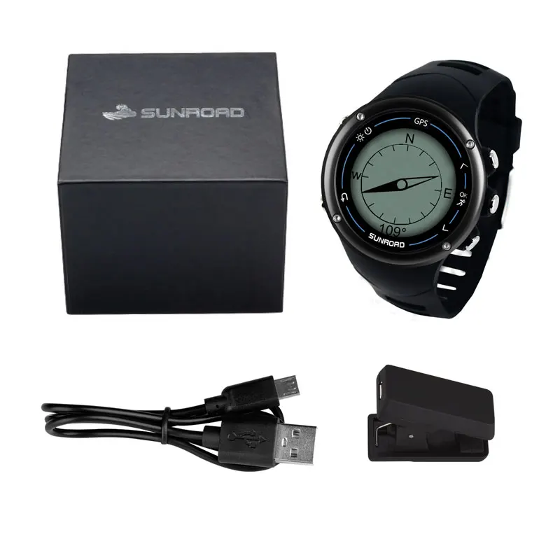 SUNROAD, Смарт gps, мужские цифровые часы с пульсом, 50 м, водонепроницаемые, USB зарядка, для бега, пешего туризма, Joggling, наручные часы