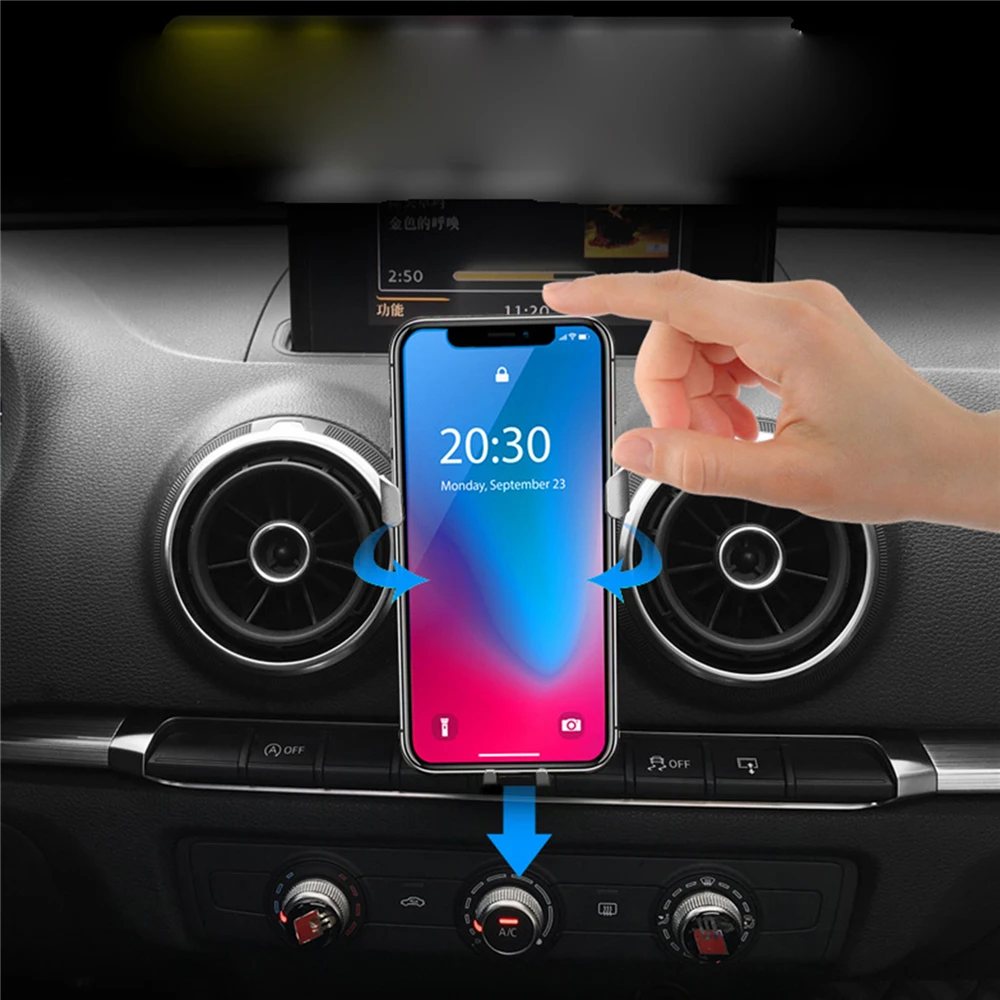 Gravity автомобилей Air Vent держатель телефона для Audi A3 S3 выше 2014 Универсальный мобильный телефон автомобильное gps кронштейн Стенд вращение на 360 ... Gravity автомобилей Air Vent держатель телефона для Audi A3 S3 выше 2014 Универсальный мобильный телефон автомобильное gps кронштейн Стенд вращение на 360 ...