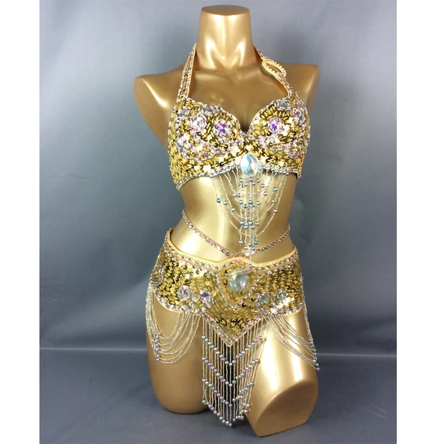 New Adult Lady Women Sequins Belly Dance Costume Set Oriental Belly Dancing  Suite Belt+Bra Samba Costumes Bellydance Wear Outfit - China Belly Dance  Costumes and Carnival Costumes price