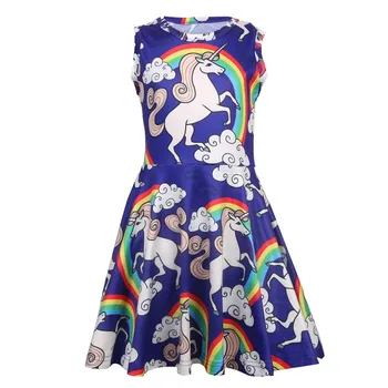 

Summer Girls Rainbow Unicorn Dress Carnival Party Silk Dresses For Kids Clothes 2020 Girls Dresses Children Cute Birthday Dress