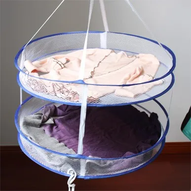 

Home dryer Sweater Cloth Net Dry Rack Mesh Hanger Double Layer Underwear Drying Rack Folding Hanging Clothes Laundry Basket 60CM