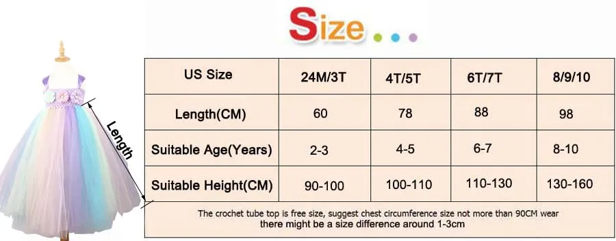 Pastel Unicorn TUTU Dress Girl Flower Birthday Party Dress with Headband Full Length Kids Dress Up Clothes Handmade Fancy Dress (8)