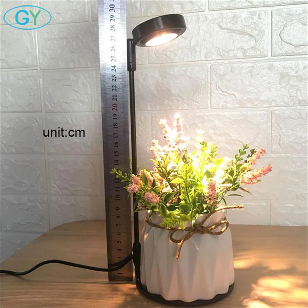 Светодиодный лампа для выращивания 5В USB или 220 переходник для рабочего стола, выращивание комнатных растений огни с защитой от повреждений и кольцом База Светодиодный Grow свет для аквариума
