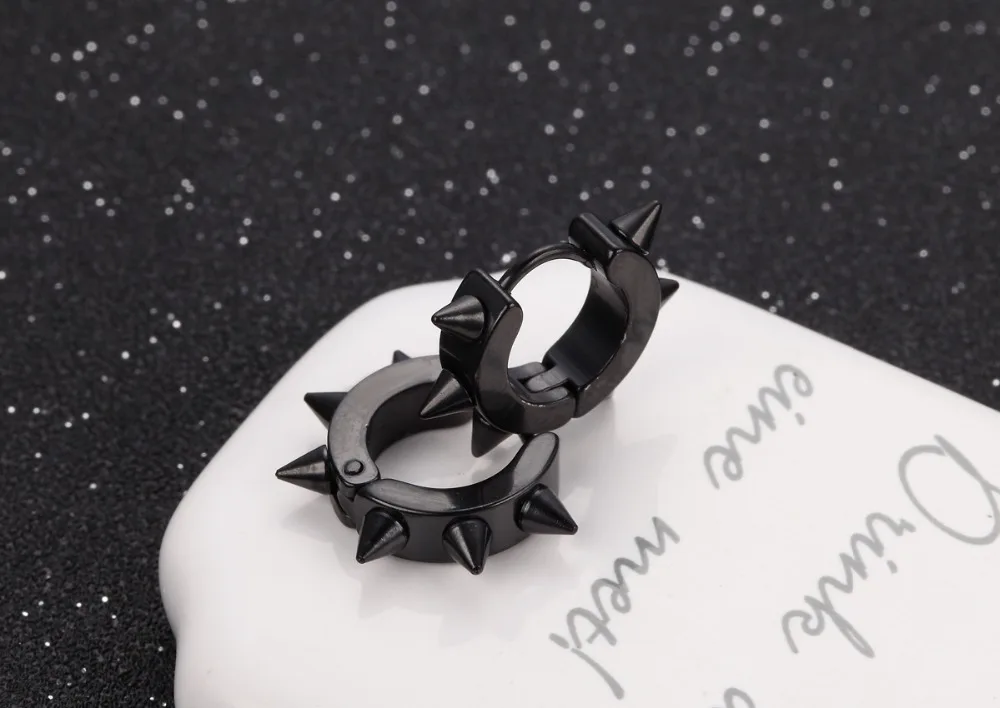 Mprainbow шипованные шипы серьги мужские Goth панк из нержавеющей стали черные