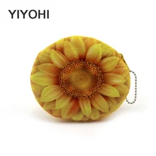 Красивый Подсолнух для женщин и девочек, хлопковые Кошельки для монет, держатели, кошелек на молнии, детские маленькие кошельки, банковский чехол