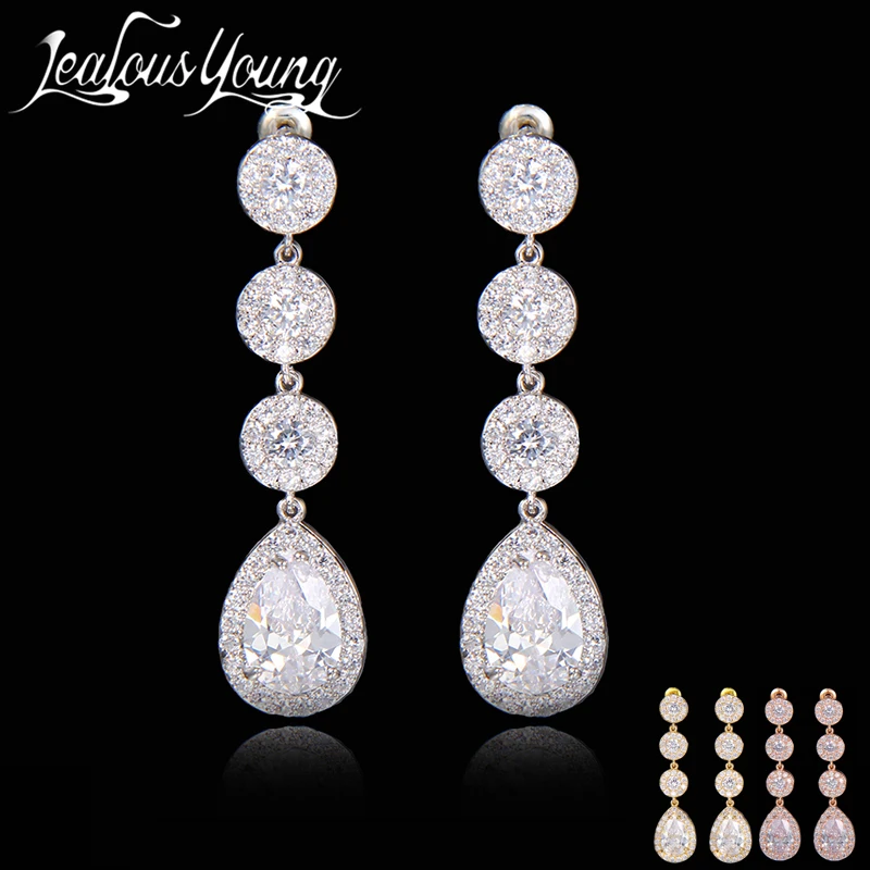 Gift 2017 Top CZ Paved Sweet Dangle Drop Earrings For Women Classic Wedding Jewelry Party Fashion Jewelry AE194
