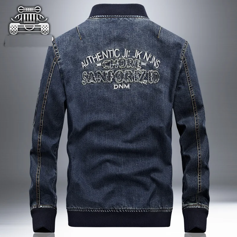 XingDeng fashion denim jacket men jeans jacket over coat masculino embroidered stand-neck clothes