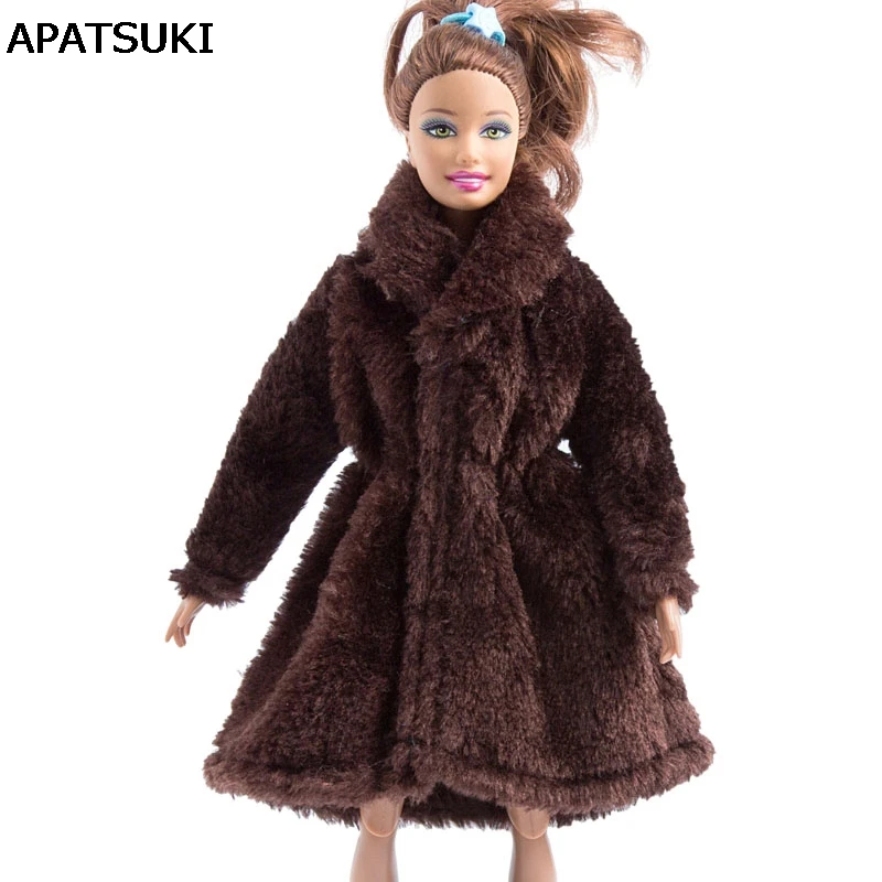 

Dark Brown Winter Wear Long Coat For Barbie Dolls Clothes Clothing Doll Dresses For Barbie 1/6 BJD Doll Accessories Kids Toy