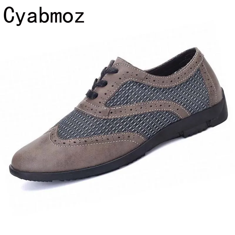 

oxford shoes brogue genuine cow leather men oxfords shoes big size handmade fashion breathable mesh british business dress shoes