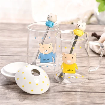 

Transparent Glass Cup Coffee Mug With Lid Creative Goods Personalized Animal Drinkware Cartoon Eco-friendly Mugs Stocked DDQ64