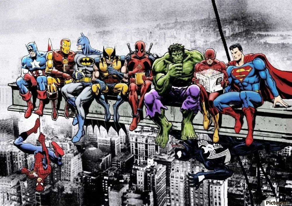 Супергерои на небоскребе-Арт Шелковый постер декоративная стена краска 24x36