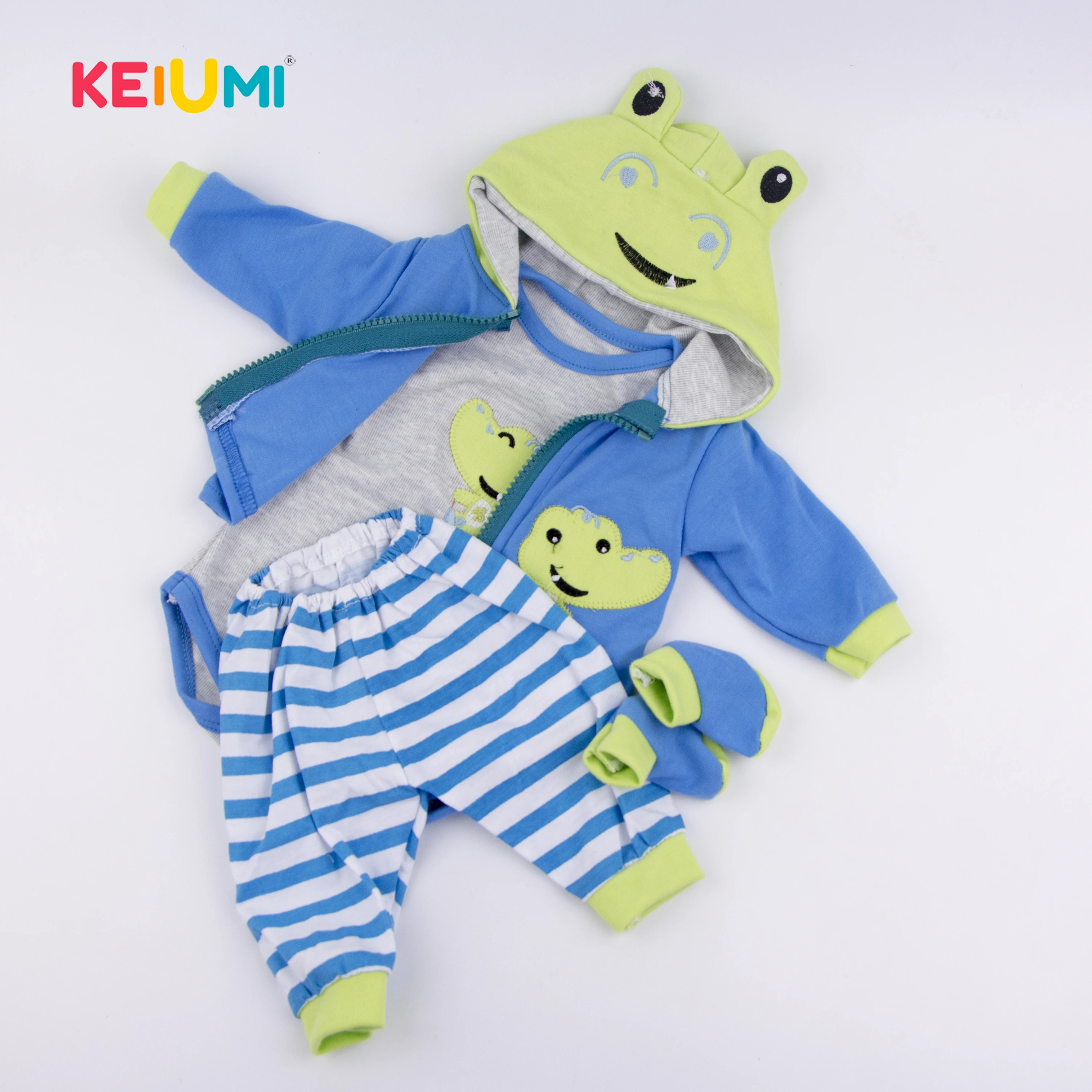

Boy Cartoon Clothes Sets Suit For 17 inch Reborn Baby Doll Boy Crocodile Set Frog Suit Three-piece Suit Doll Parts